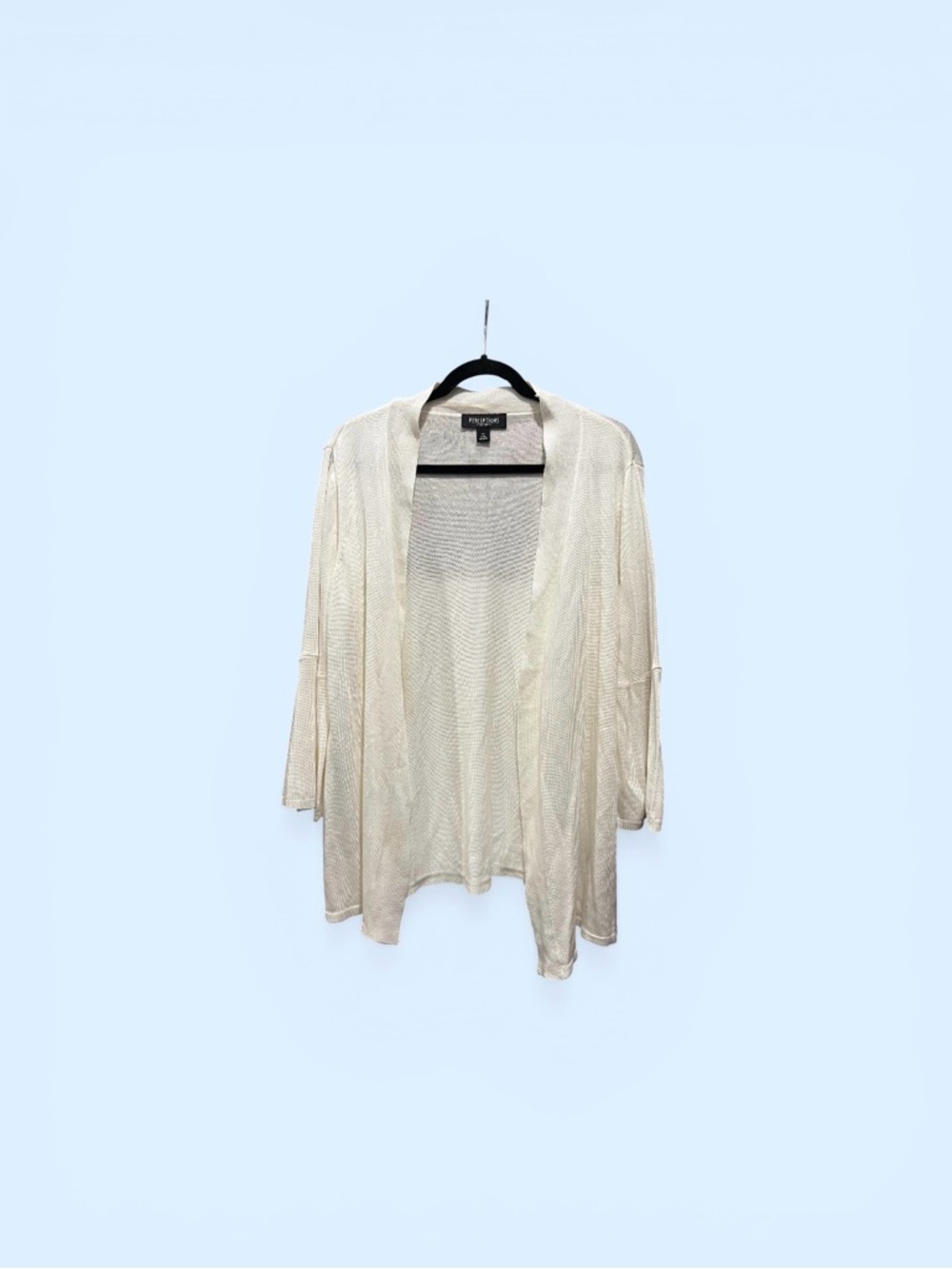 Perceptions Lightweight Open Front Cardigan — Cream Bell Sleeves